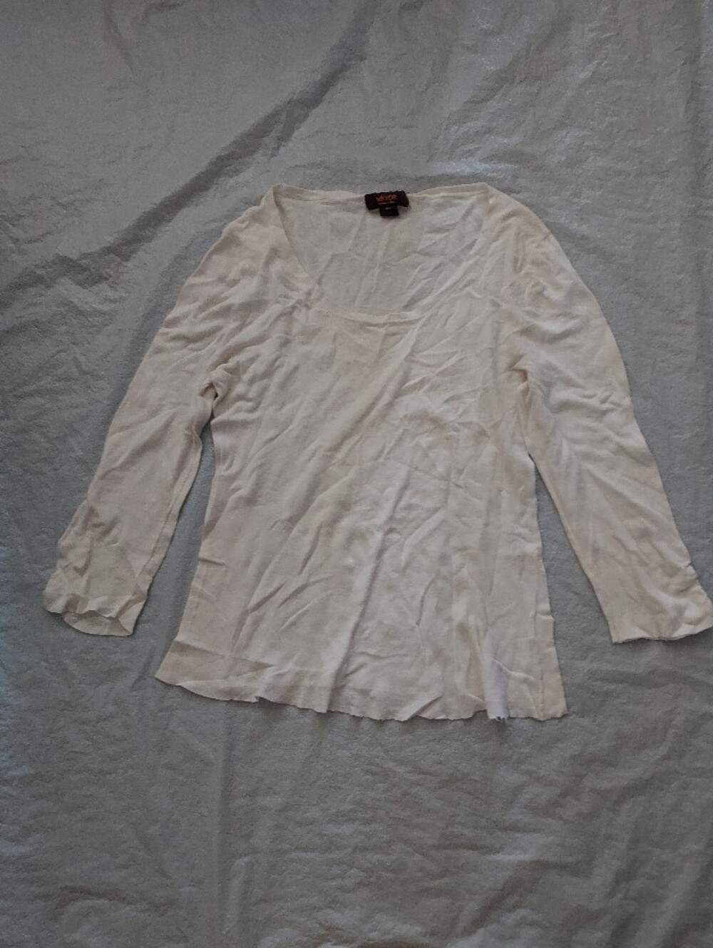 Victor Alfaro White Scoop Neck Long Sleeve Top